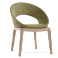 round back design wooden leg upholstery dining chair